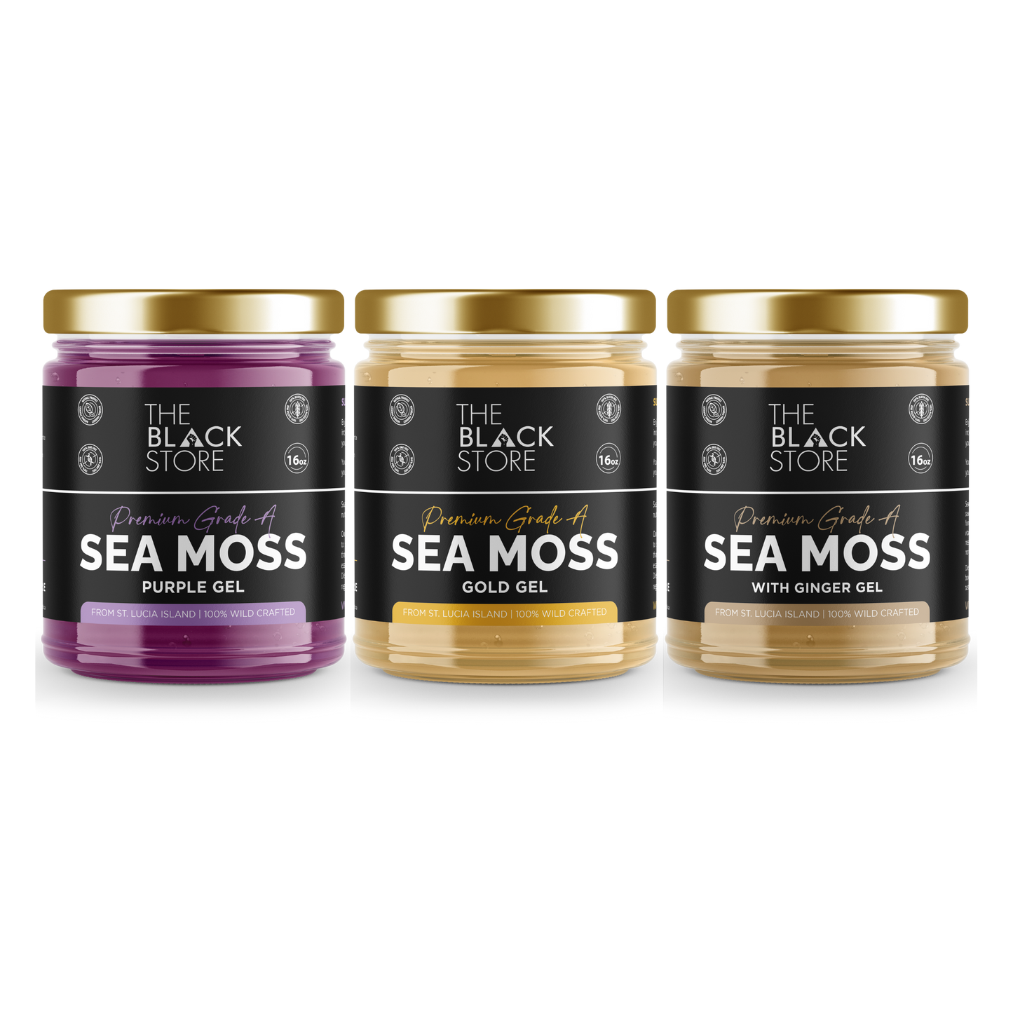 Natural SeaMoss Bundle 16oz (Purple/ Gold/ Ginger)